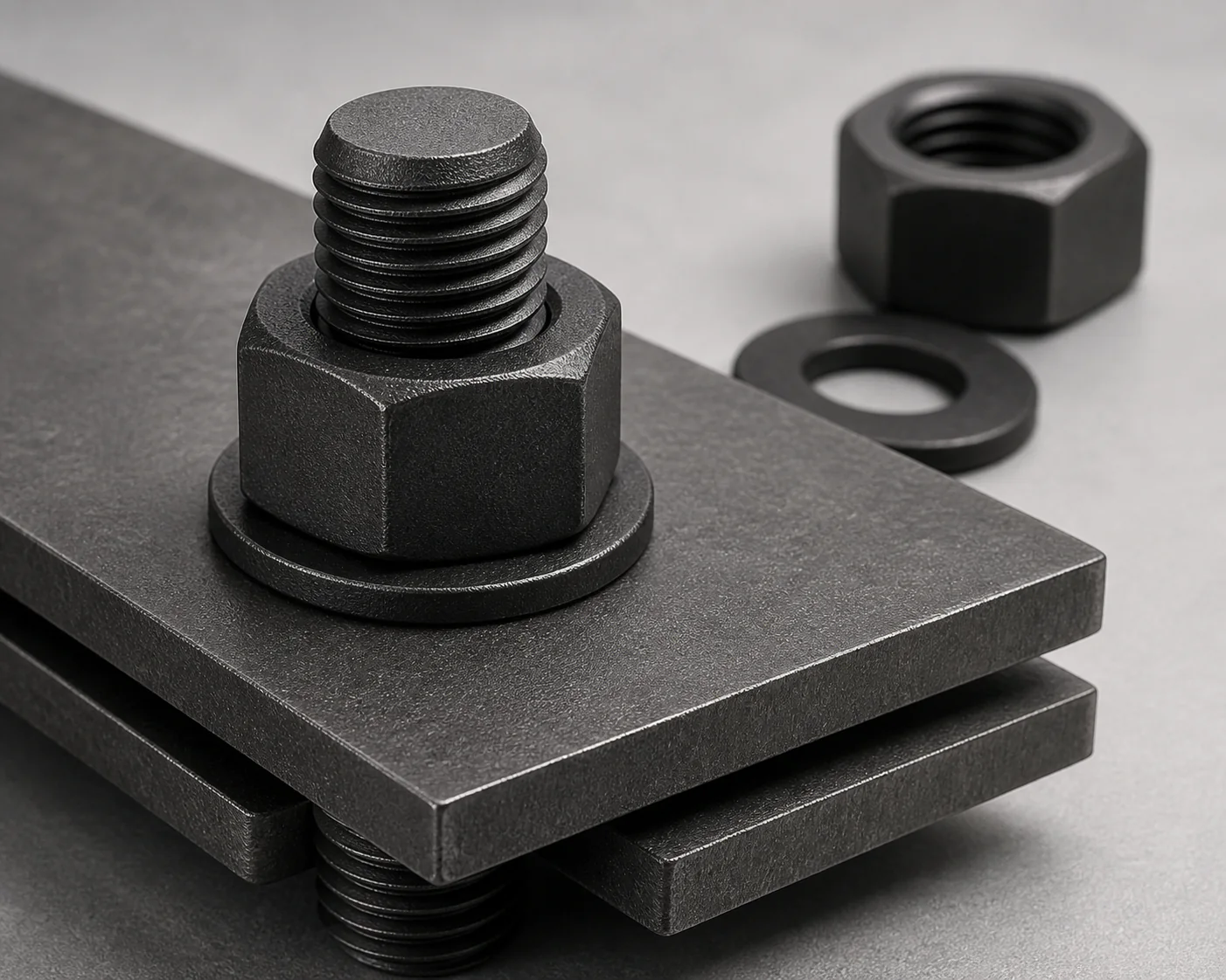 Conjunto industrial empernado con tuerca hexagonal pesada y arandela endurecida
